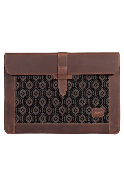 LONDO Kahverengi Hakiki Deri Ve Dokuma Kumaş Macbook Pro 15 Inç, 16 Inç Uyuml...