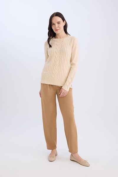 DeFacto Pleated Straight Fit Trousers - Elastic Waist D4405Ax24Wn