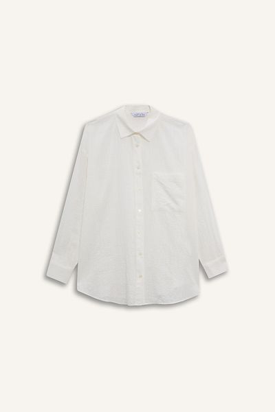 DeFacto Oversize Wide Fit Linen Look Long Sleeve Shirt X2232Az24Sp