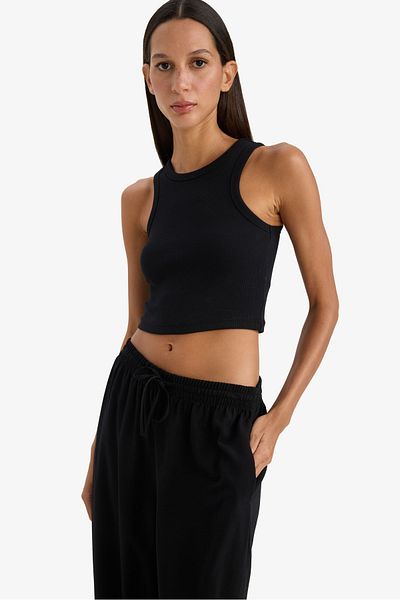 DeFacto Slim Fit Halter Neck Cotton Crop Top