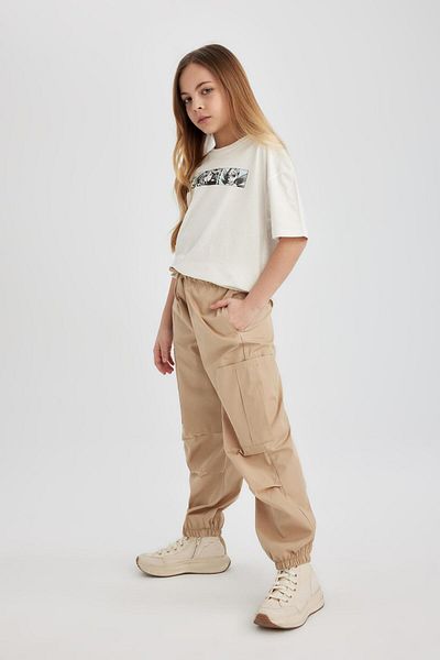 DeFacto Girl's Parachute Cargo Cotton Trousers B5042A824SM