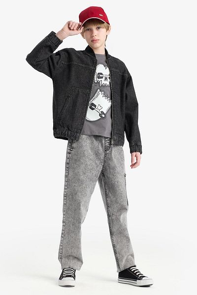 DeFacto Pantaloni de jeans cu bandă elastică Jogger pentru băieți D6554A825SP