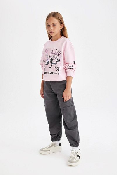 DeFacto Pantaloni de parașuta antracit din bumbac, cu buzunare cargo, talie și picior elastic C8843a824au