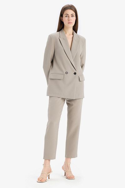 DeFacto Pantaloni din țesătură crop cu fermoar cu talie înaltă picior îngust C2466ax25sp