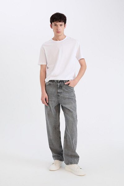 DeFacto Pantaloni largi din Jean - Picior Lat, Talie Normală B3925ax23au