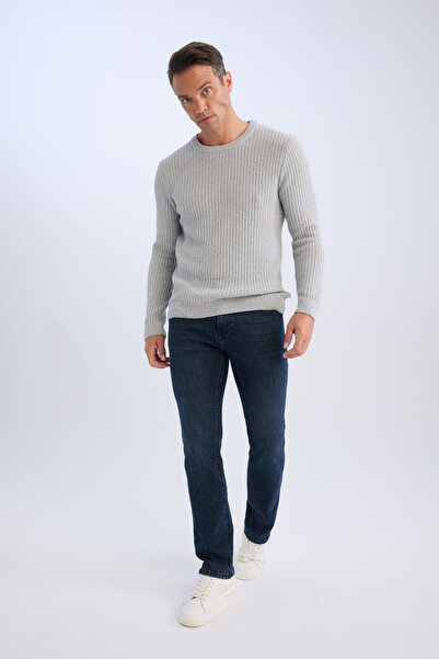 DeFacto Standart Fit Bisiklet Yaka Dokulu Triko Kazak E0811axns