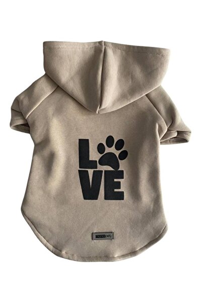 Monopetz Hooded Sweatshirt Dog And Cat Outfit - Size S - Beige Love