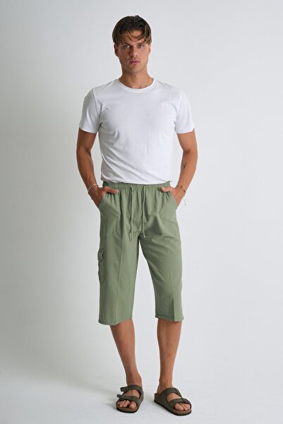 Dechers Erkek Kargo Cep %100 Pamuk Keten Görünümlü Kapri E207