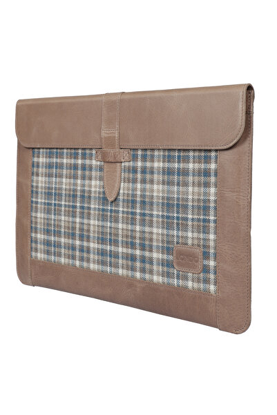 LONDO Калъф за лаптоп от естествена кожа и тъкан, съвместим с модели MacBook Pro 15-инчови и 16-инчови