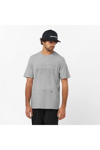 Salomon LC2219200 Graphic SS Tee T-Shirt Ανδρικό T-Shirt ΓΚΡΙ
