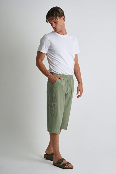 Dechers Erkek Kargo Cep %100 Pamuk Keten Görünümlü Kapri E207