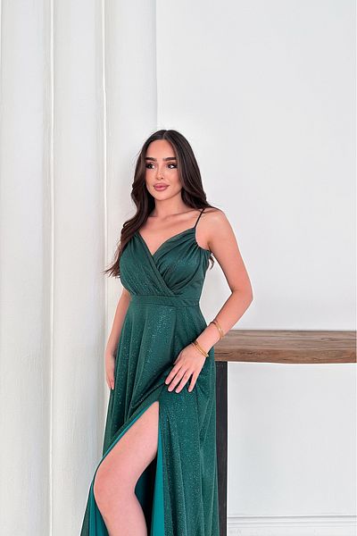Neşeli Butik Women Adjustable Strap Slit Tulle Evening Dress Rys9276