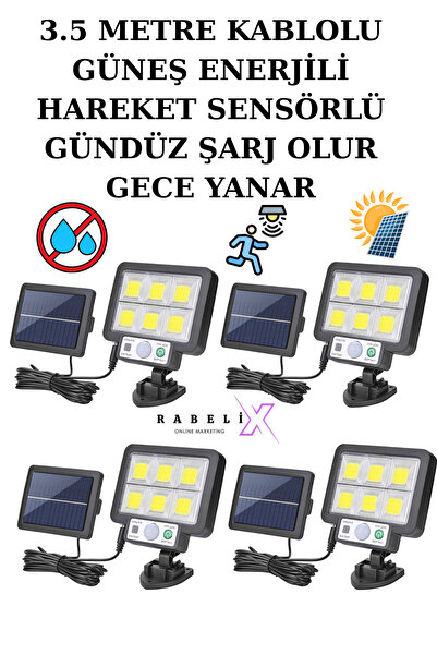 Rabelix Online Marketing 4 Adet Güneş Enerjili Lamba Led Sokak Dış Ortam Sola...