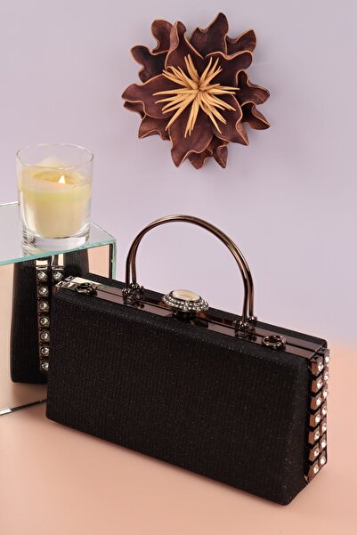 weem bag إليسارا EB0470 |   حقيبة سهرة مخططة أنيقة بمقبض حجري جانبي