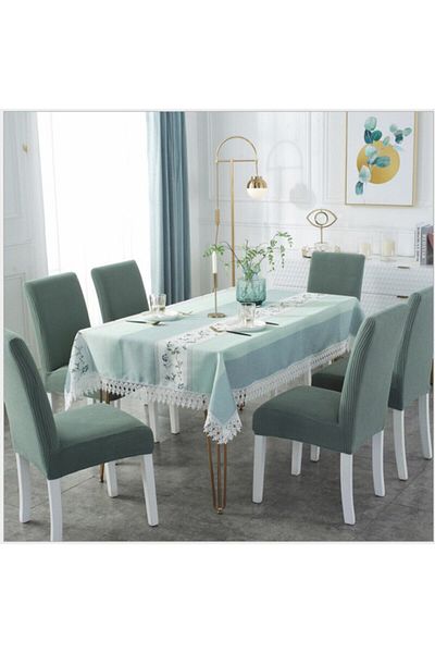 uzhanem 6 Pieces Lycra Chair Cover, Chair Cover Washable Piti Square Pattern Mint