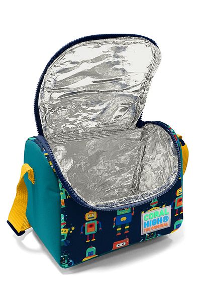Coral High Термо кутия за обяд за деца с тъмносиня индигова шарка на робот - 11810