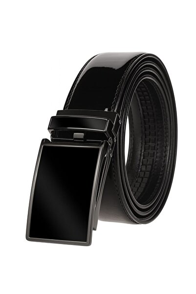 Bosskan Rugan Siyah Otomatik Tokalı Deliksiz Kemer