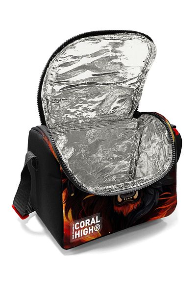 Coral High 22771 Kids Black Lion Patterned Thermo Lunch Bag