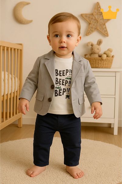 Babydola جاكيت جبردين بنطلون بادي بدلة رياضية للأولاد 3 قطع 13818