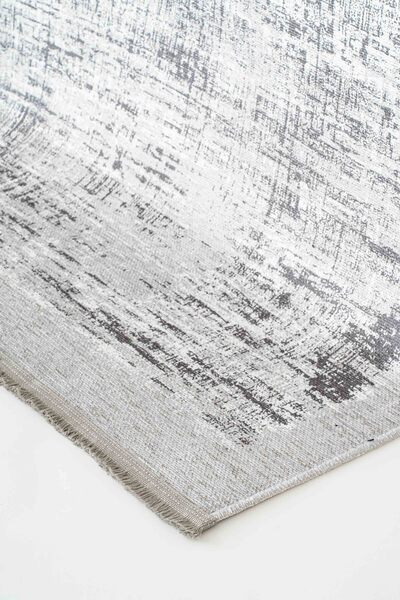 Oriente Home Soyut Eskitme Desenli Yıkanabilir Kaymaz Taban Şönil Halı Gri Yolluk 8383
