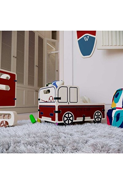 Wodiza Çocuk Ahşap Oyuncak Kutusu Tekerlekli Oyuncak Sepeti 30 litre 30x31x47 cm