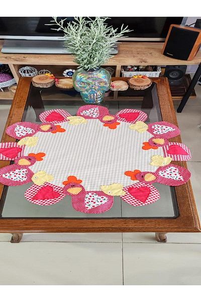 byNihalce بواسطة Nihalce Red Chicken Round Runner