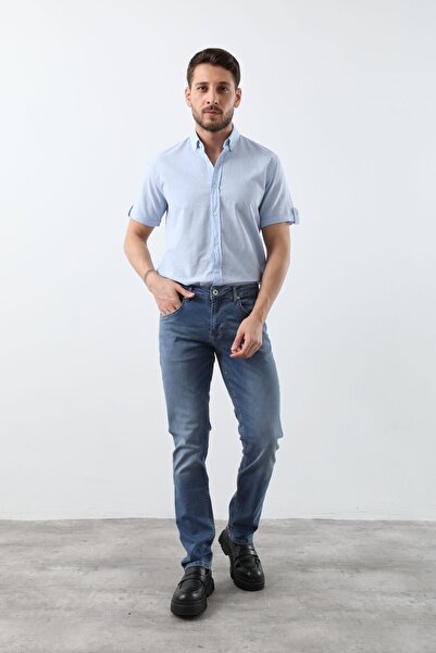 BANNY JEANS Чоловічі джинси з лікрами, прямий крій, сині