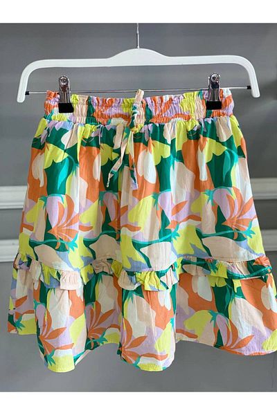 HÇ Hülya Çelik KİDSWEAR 2018 Girl's Flower Patterned 100% Cotton Skirt