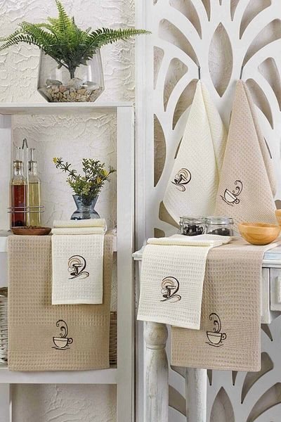 Mira Home Кухненски кърпи за сушене, 6 броя, 30 x 50 см, цвят кафе