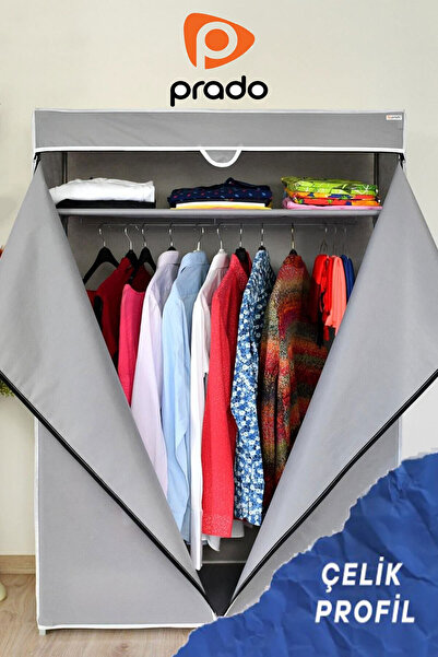 PRADO Basic Çelik Profilli Portatif Bez Dolap Gri