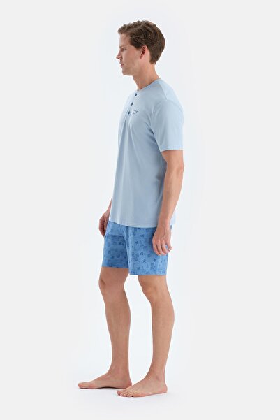 Dagi Mavi Baskı Detaylı Kısa Kollu Tişört Şort Pijama Takımı