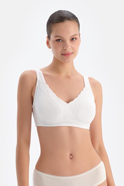 Dagi Λευκό Missy Lace Λεπτομερές σουτιέν χωρίς καλάμι