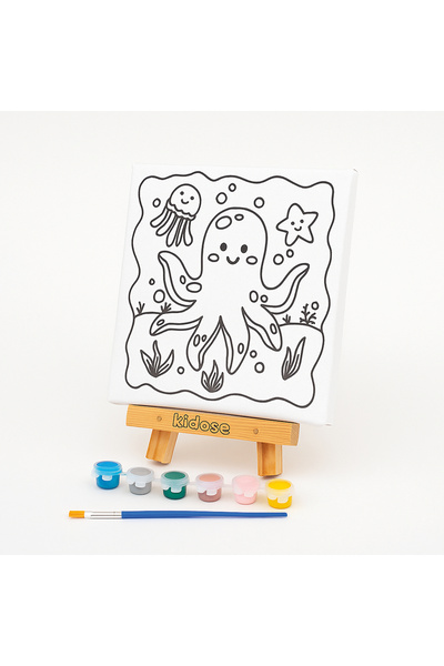 KiDoSe Educational Canvas Painting Kit - Wooden Knight Painting Kit - Sea Creatures Painting Kit - Octopus