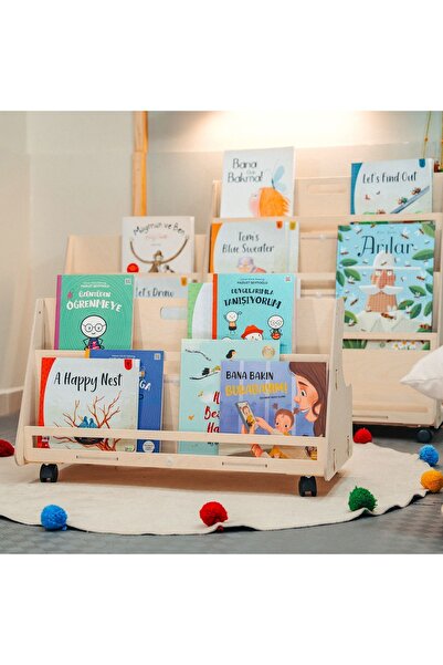 Wodiza Çocuk Odası Düzenleyici Kitaplık 2 katlı Montessori Kitaplık 34x38x72 cm