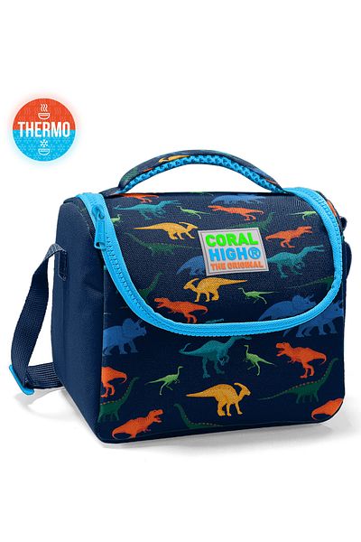 Coral High Детска тъмносиня термокутия с шарки на динозаври 11814