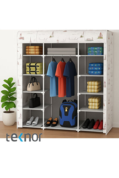 Teknor Çift Yandan Raflı Askılıklı Bez Dolap