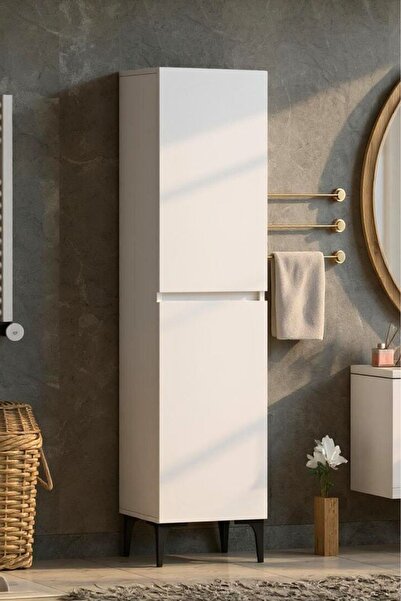 Moonlife Polen 2 Kapaklı Çok Amaçlı Boy Banyo,Mutfak,Kiler Dolabı Beyaz