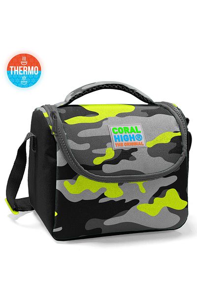 Coral High Cutie termică pentru prânz cu model de camuflaj negru gri pentru copii 11816