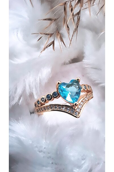 Serenity خاتم نسائي من الفولاذ الزركون بشريط مزدوج على شكل قلب