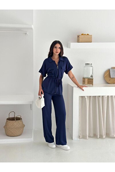 Giyimodam Set de buzunare din țesătură modal de calitate premium, cu fermoar, în culoare verde lavandă