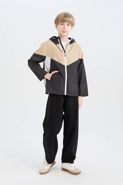 DeFacto Boy's Water Repellent - Hooded and Zippered Raincoat D5921A825Sp