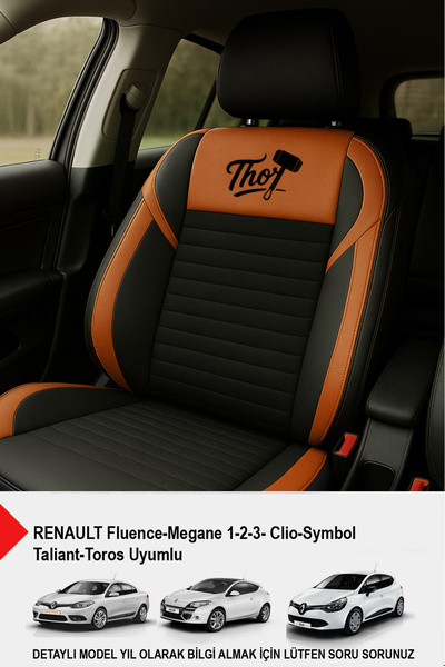 GM-DESIGN غطاء مقعد السيارة من ريش ثور تاي (متوافق مع RENAULT-Fluence-Megan 1...