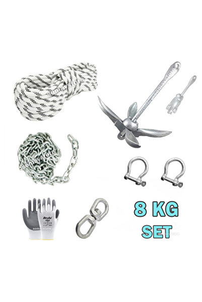 SomayStore Tekne ve Şişme Bot İçin Hazır Çapa Seti 8Kg Şemsiye Çapalı