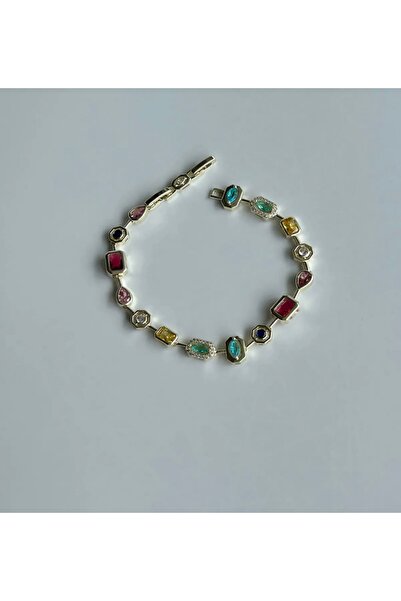 İSTLİV Steel Stainless Tarnish 7 Element Color Zircon Stone Bracelet