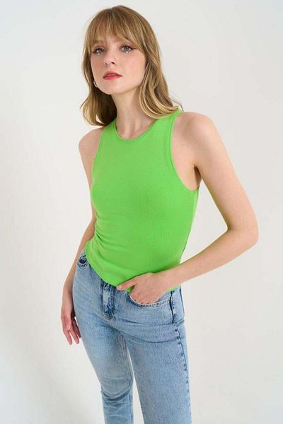 modamtn Knitted Crew Neck Tank Top - Green