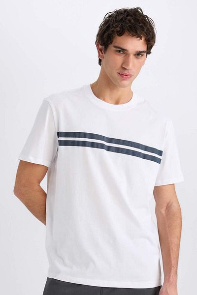 DeFacto Neues, kurzärmliges T-Shirt mit normaler Passform und Rundhalsausschnitt D7923AX25SP