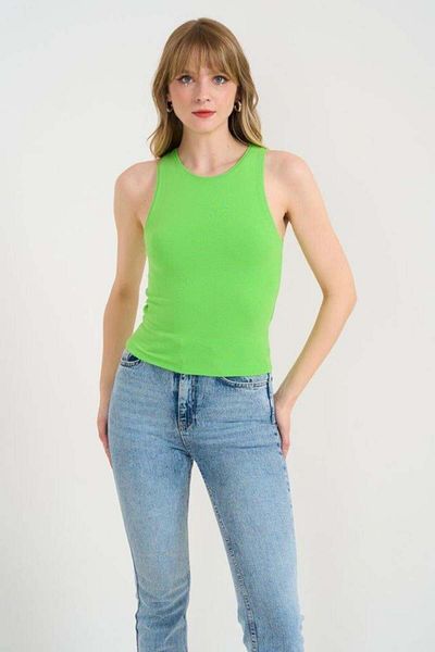 modamtn Knitted Crew Neck Tank Top - Green