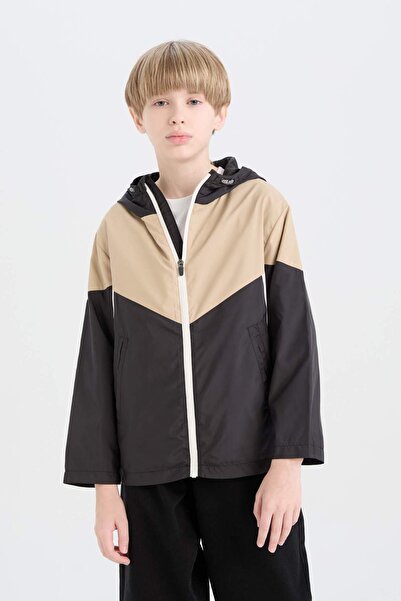 DeFacto Boy's Water Repellent - Hooded and Zippered Raincoat D5921A825Sp