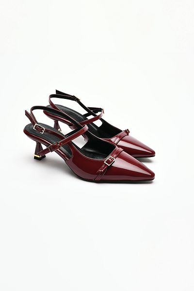 Sister in Love Asta Short Heeled Buckle Patent Leather Stiletto