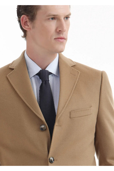 Ramsey Deve Tüyü Regular Fit Kelebek Yaka Klasik Dokuma Palto